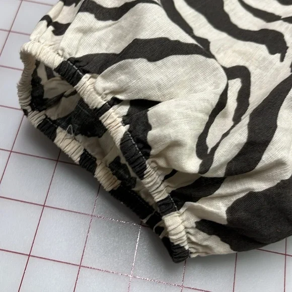 HALARA NWT Boho Beach Zebra Puff SLV Tie Back Square Neck Brown/Tan Crop Top XL - Picture 10 of 16